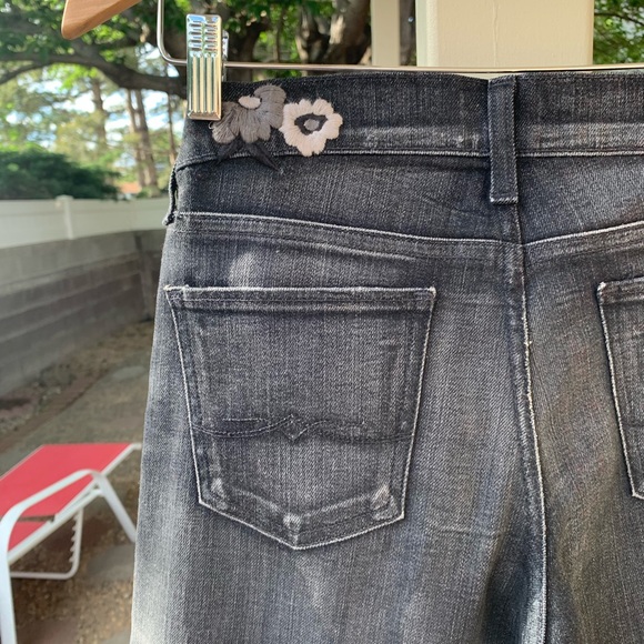 Lucky Brand Y2K Sienna Slim Boyfriend black embroidered low rise jeans size 0/25 - Picture 3 of 16